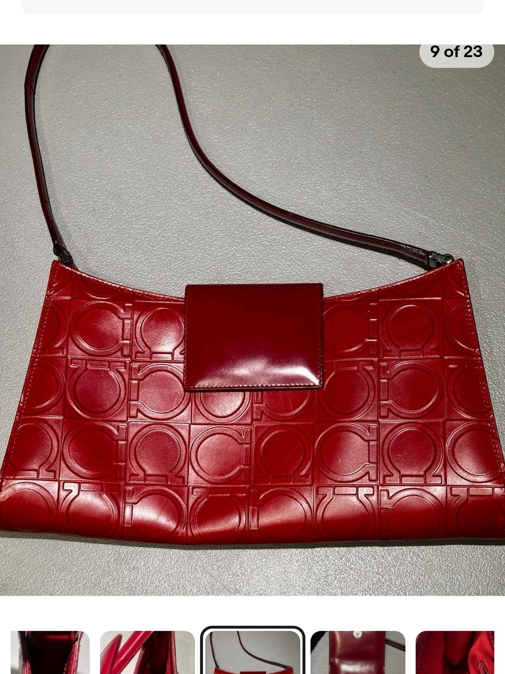 Salvatore Ferragamo Gancini Pattern Leather Shoulder Bag - Picture 9 of 12